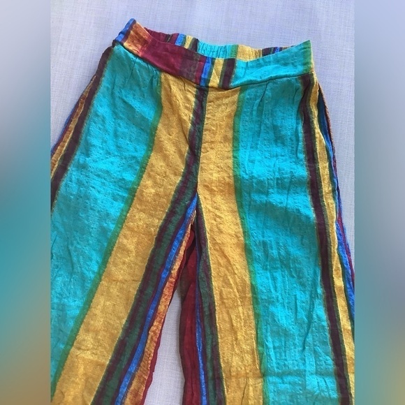 XS cider wide leg lined boho pants striped bold multicolor fun lightweight - Picture 4 of 6